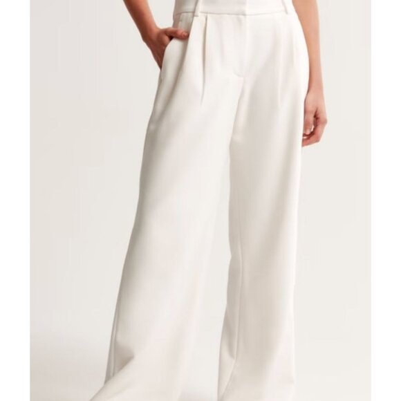 Abercrombie & Fitch Pants - Abercrombie & Fitch A&F Sloane Low Rise Tailored Wide Leg Pant Cream-sz 31